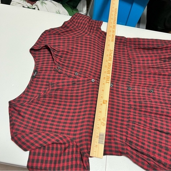 Rails Raine Garnet Ash Check Shirt Dress Long Sleeve Red Black Small K2 - Picture 11 of 13